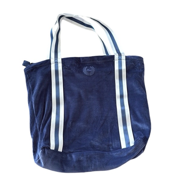 Victoria's Secret PINK Navy Blue Ribbed Soft Velour Tote Bag - Picture 1 of 4